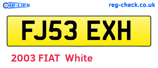 FJ53EXH are the vehicle registration plates.