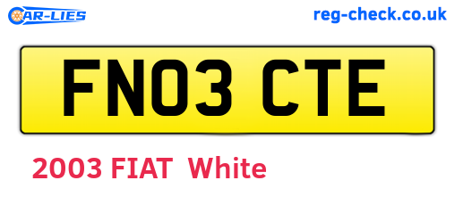FN03CTE are the vehicle registration plates.