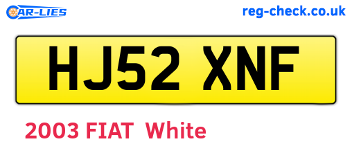 HJ52XNF are the vehicle registration plates.
