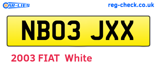 NB03JXX are the vehicle registration plates.