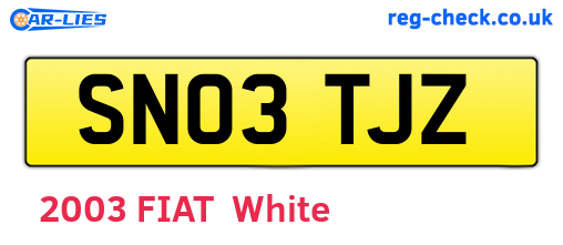 SN03TJZ are the vehicle registration plates.