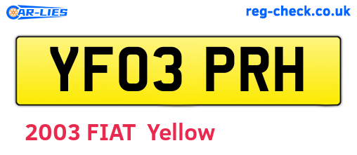 YF03PRH are the vehicle registration plates.