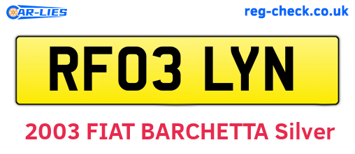 RF03LYN are the vehicle registration plates.