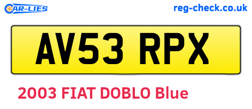 AV53RPX are the vehicle registration plates.