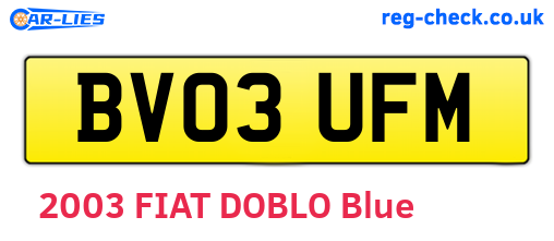 BV03UFM are the vehicle registration plates.
