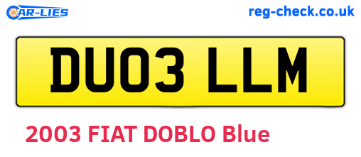 DU03LLM are the vehicle registration plates.