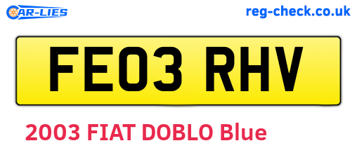 FE03RHV are the vehicle registration plates.