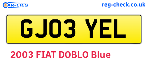 GJ03YEL are the vehicle registration plates.