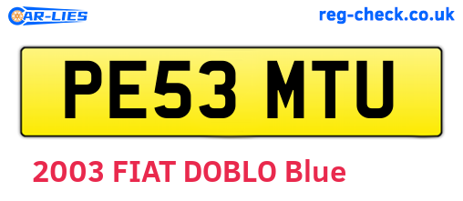 PE53MTU are the vehicle registration plates.