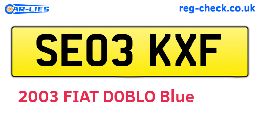 SE03KXF are the vehicle registration plates.