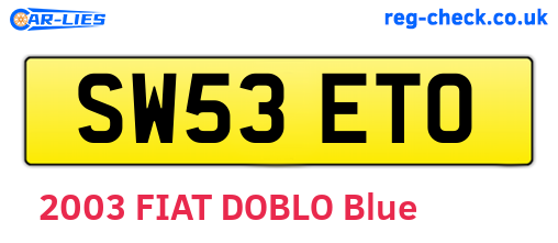 SW53ETO are the vehicle registration plates.
