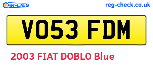 VO53FDM are the vehicle registration plates.