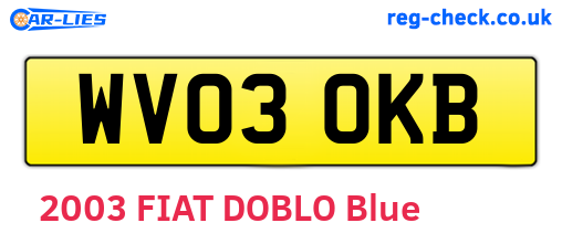 WV03OKB are the vehicle registration plates.