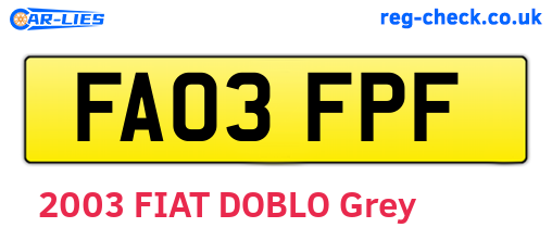 FA03FPF are the vehicle registration plates.