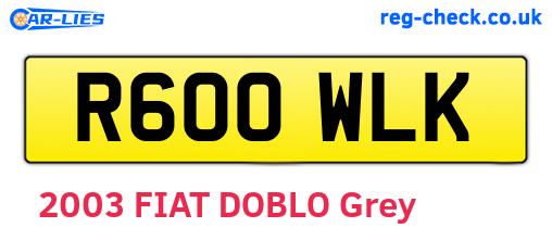 R600WLK are the vehicle registration plates.