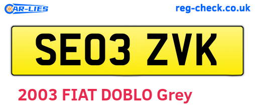 SE03ZVK are the vehicle registration plates.