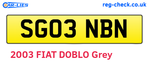 SG03NBN are the vehicle registration plates.