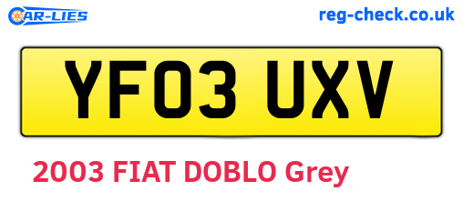 YF03UXV are the vehicle registration plates.
