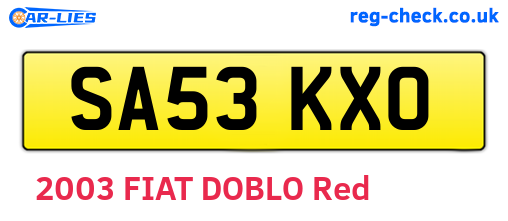 SA53KXO are the vehicle registration plates.
