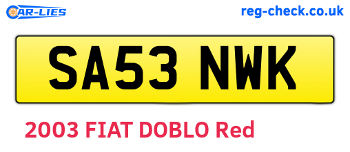 SA53NWK are the vehicle registration plates.