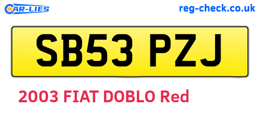SB53PZJ are the vehicle registration plates.