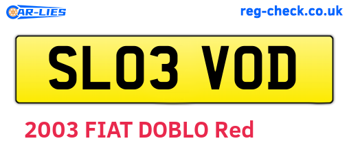 SL03VOD are the vehicle registration plates.