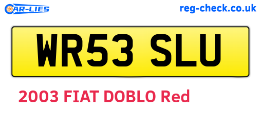 WR53SLU are the vehicle registration plates.