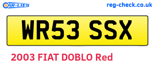 WR53SSX are the vehicle registration plates.
