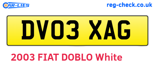 DV03XAG are the vehicle registration plates.