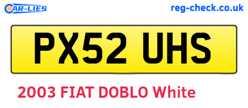 PX52UHS are the vehicle registration plates.