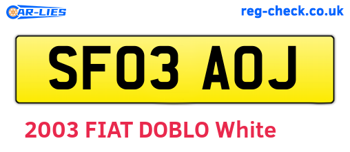 SF03AOJ are the vehicle registration plates.