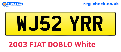 WJ52YRR are the vehicle registration plates.