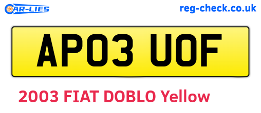 AP03UOF are the vehicle registration plates.