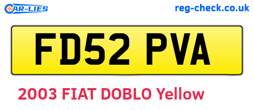FD52PVA are the vehicle registration plates.