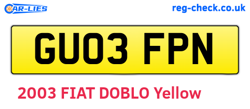 GU03FPN are the vehicle registration plates.