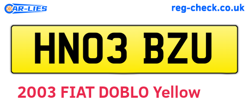 HN03BZU are the vehicle registration plates.