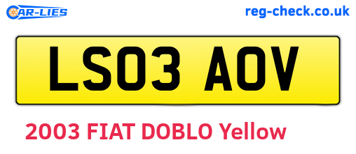 LS03AOV are the vehicle registration plates.