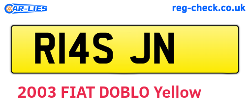 R14SJN are the vehicle registration plates.