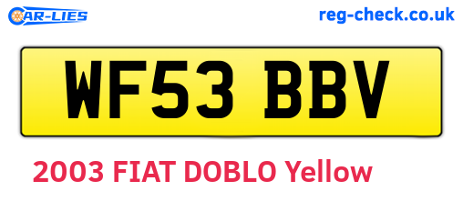 WF53BBV are the vehicle registration plates.