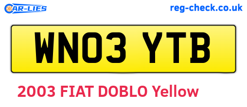 WN03YTB are the vehicle registration plates.