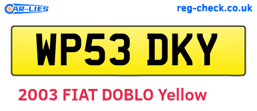 WP53DKY are the vehicle registration plates.
