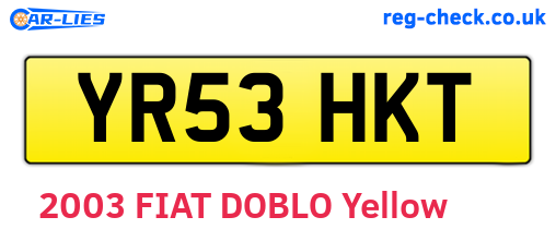 YR53HKT are the vehicle registration plates.