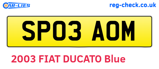 SP03AOM are the vehicle registration plates.