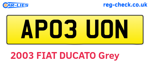 AP03UON are the vehicle registration plates.