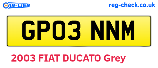 GP03NNM are the vehicle registration plates.