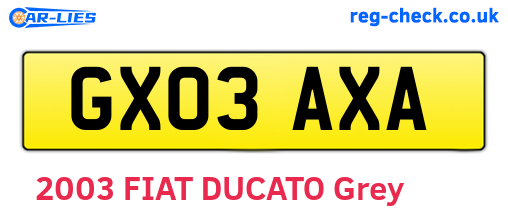 GX03AXA are the vehicle registration plates.