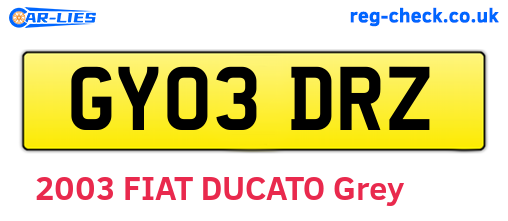 GY03DRZ are the vehicle registration plates.