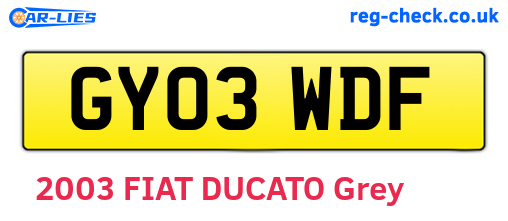 GY03WDF are the vehicle registration plates.