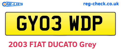 GY03WDP are the vehicle registration plates.