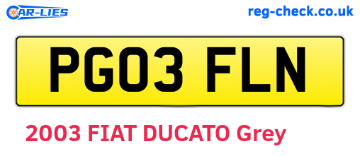 PG03FLN are the vehicle registration plates.